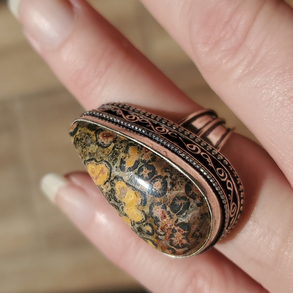 New Leopard Skin Jasper 925 Silver Ring. - Picture 3 of 12